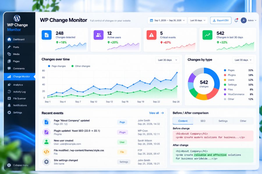 WP Change Monitor — WordPress Change Tracking Plugin