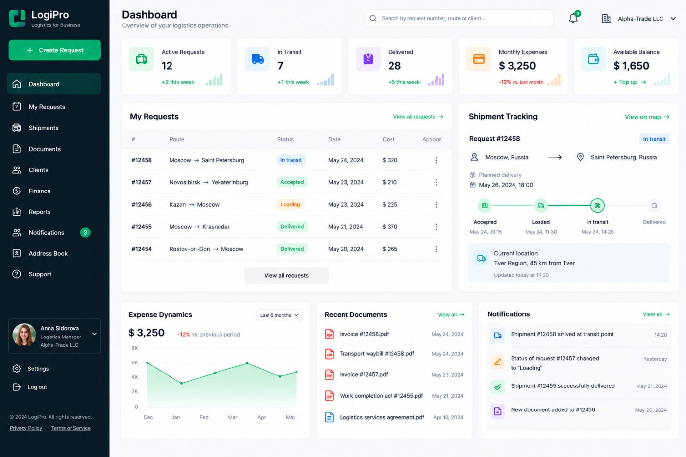 LogiPro — Logistics Management Platform